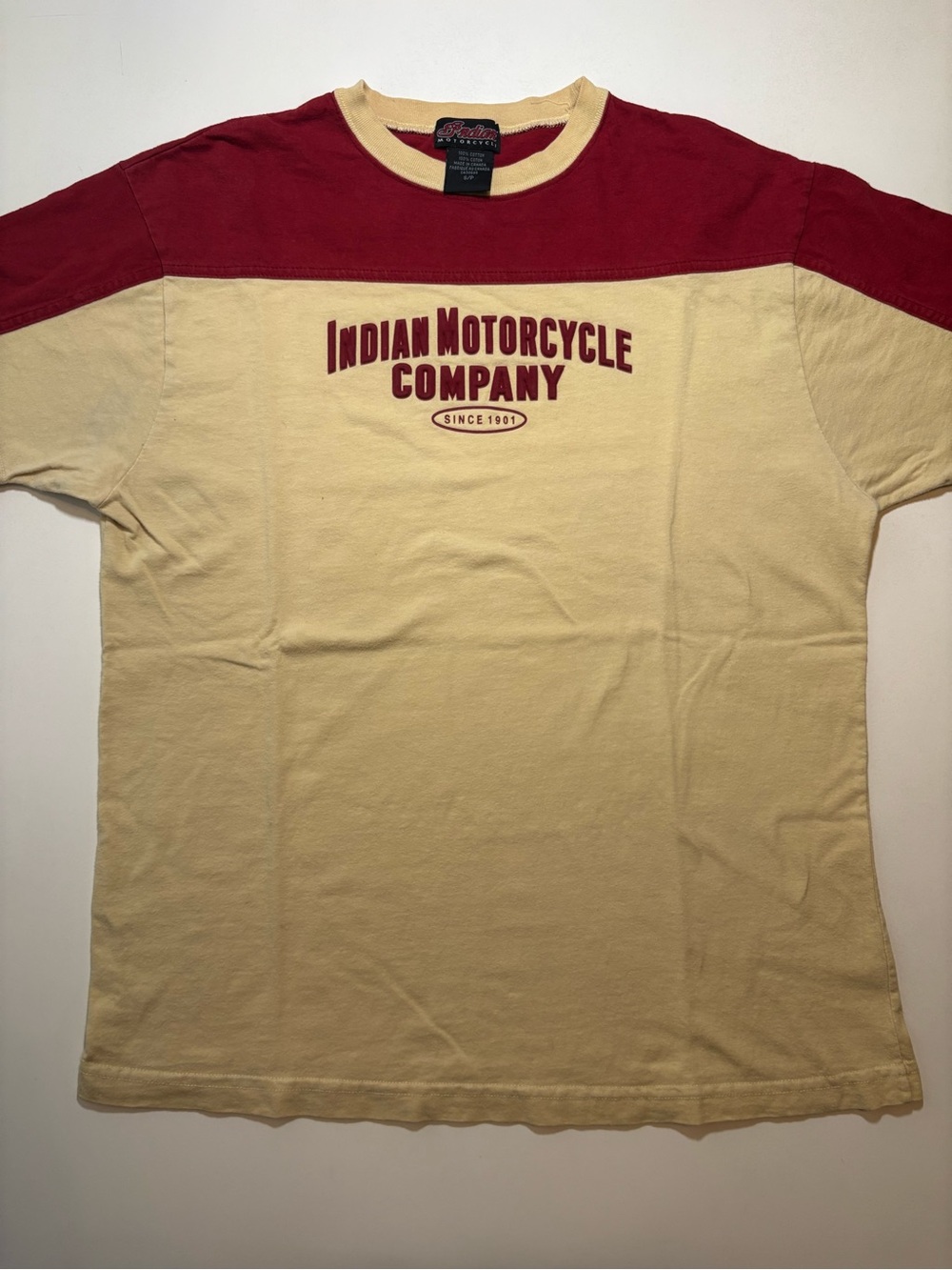 Vintage Indian Motorcycle company red and yellow biker style shirt